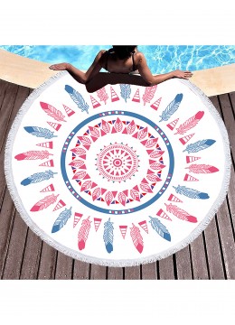 Abstract Feather Round Beach Towel